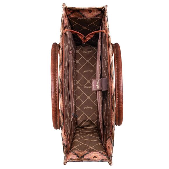 WG2203-8119 Wrangler Southwestern Pattern Dual Sided Print Canvas Wide Tote DB - Picture 5 of 5